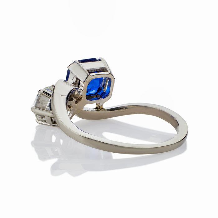 Macklowe Gallery "Toi et Moi" Untreated Burma Sapphire and Diamond Ring