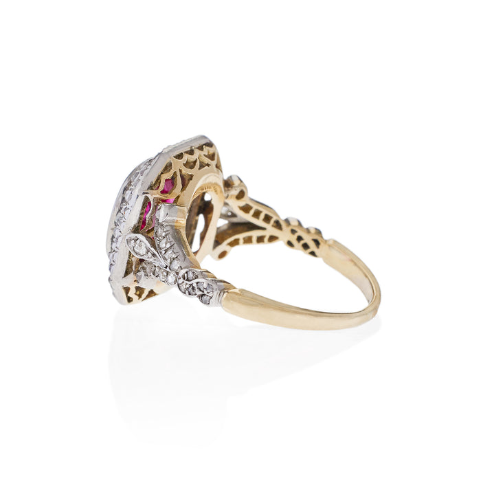 Macklowe Gallery Burma SSEF No-Heat Ruby and Old Mine-cut Diamond Ring