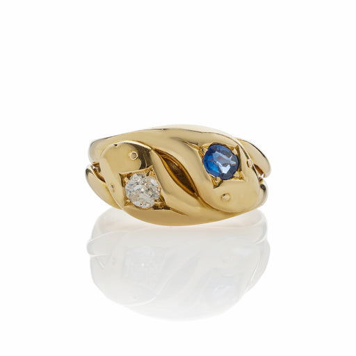 Macklowe Gallery Sapphire and Diamond Twinstone Double Snake Ring