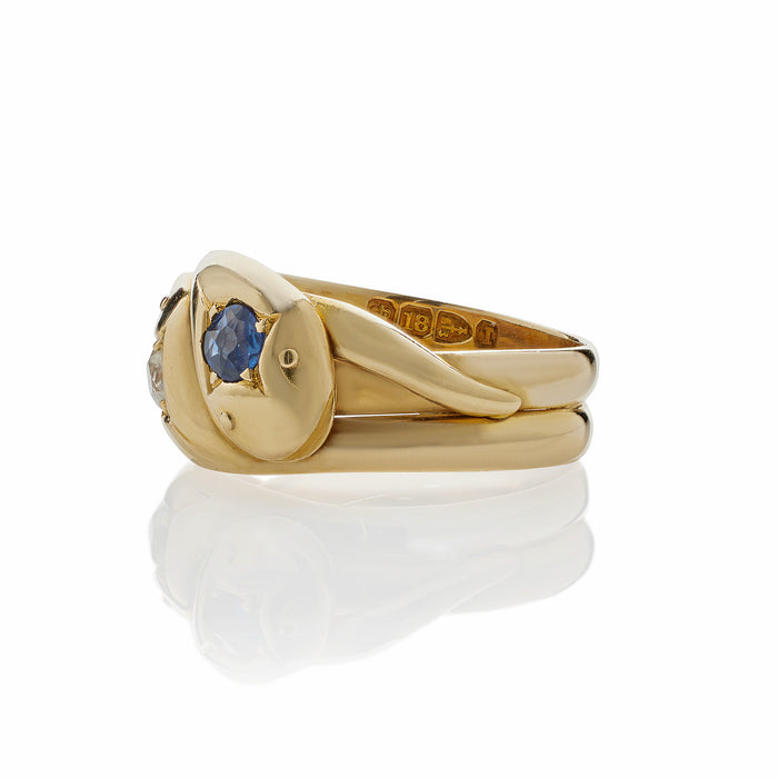 Macklowe Gallery Sapphire and Diamond Twinstone Double Snake Ring