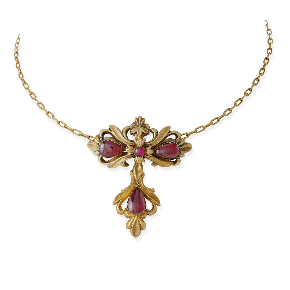 
                      
                        Macklowe Gallery English Cabochon Garnet Pendant Earrings and Pendant Necklace
                      
                    