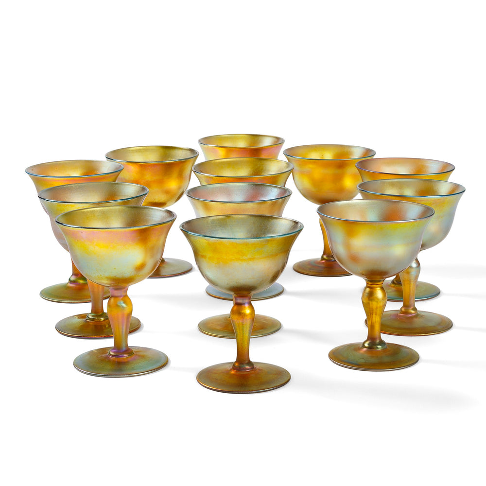 
                      
                        Macklowe Gallery Tiffany Studios New York Set of Twelve Favrile Glass Cordials
                      
                    