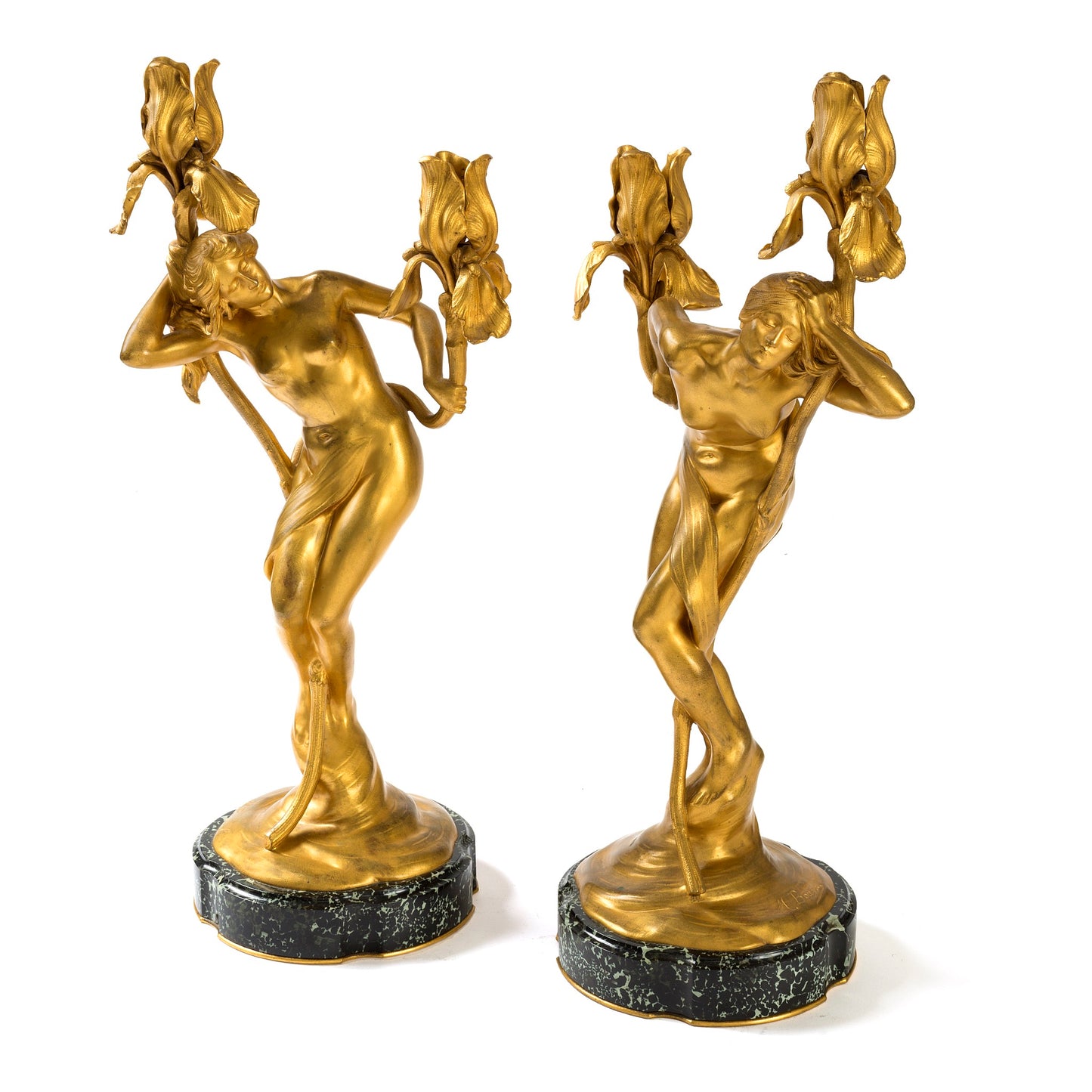 Macklowe Gallery Maurice Bouval "Obsession et Rêve" (Dream and Obsession) pair of Candlesticks