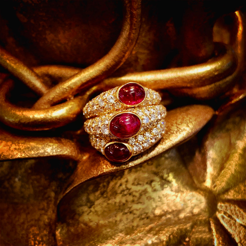 
                      
                        Cartier Ruby and Diamond “Three Band” Ring
                      
                    
