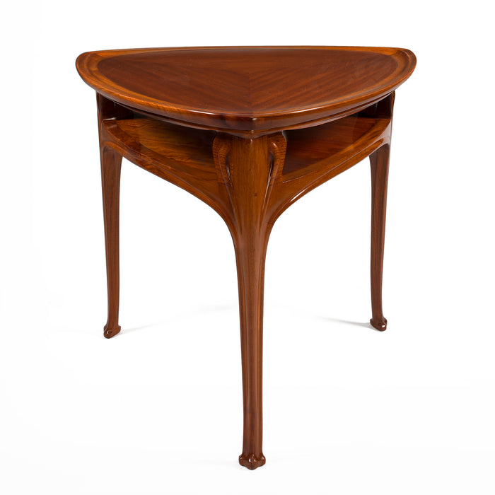 Eugène Vallin (Attributed) Three-Legged Mahogany Table