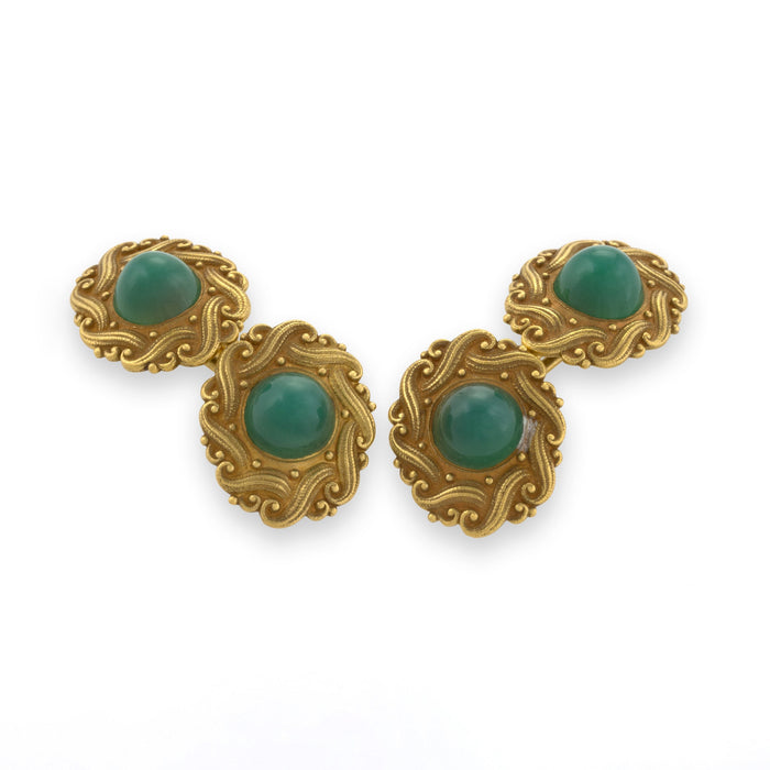 Macklowe Gallery Art Nouveau Chrysoprase Cuff Links