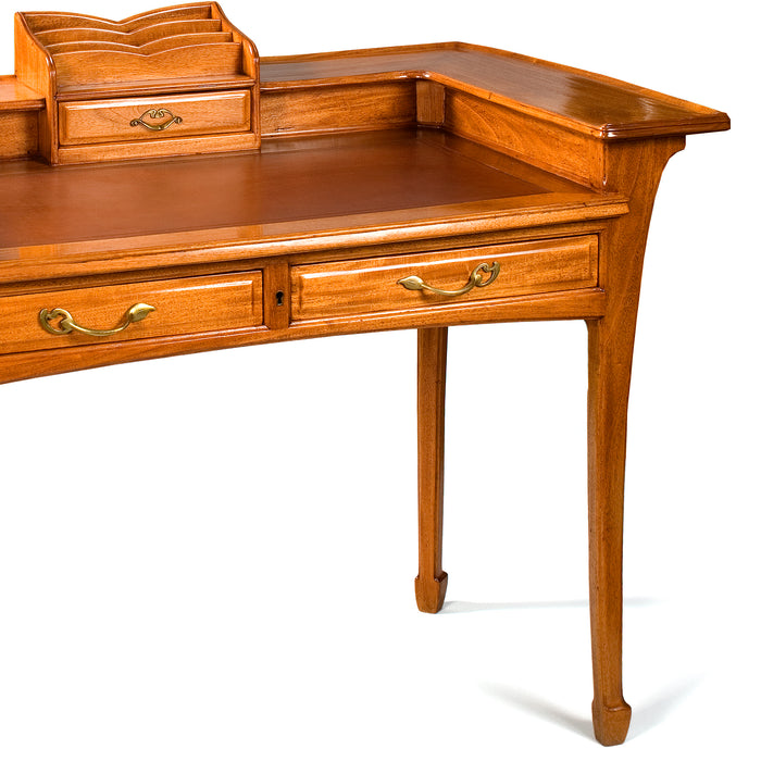 École de Nancy Mahogany and Leather Writing Desk