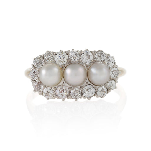 Macklowe Gallery Triple Pearl and Diamond Ring