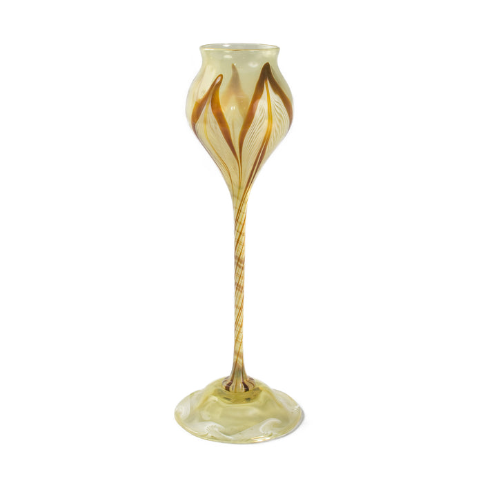 Macklowe Gallery Tiffany Studios New York Favrile Glass Elongated Flower Form Vase